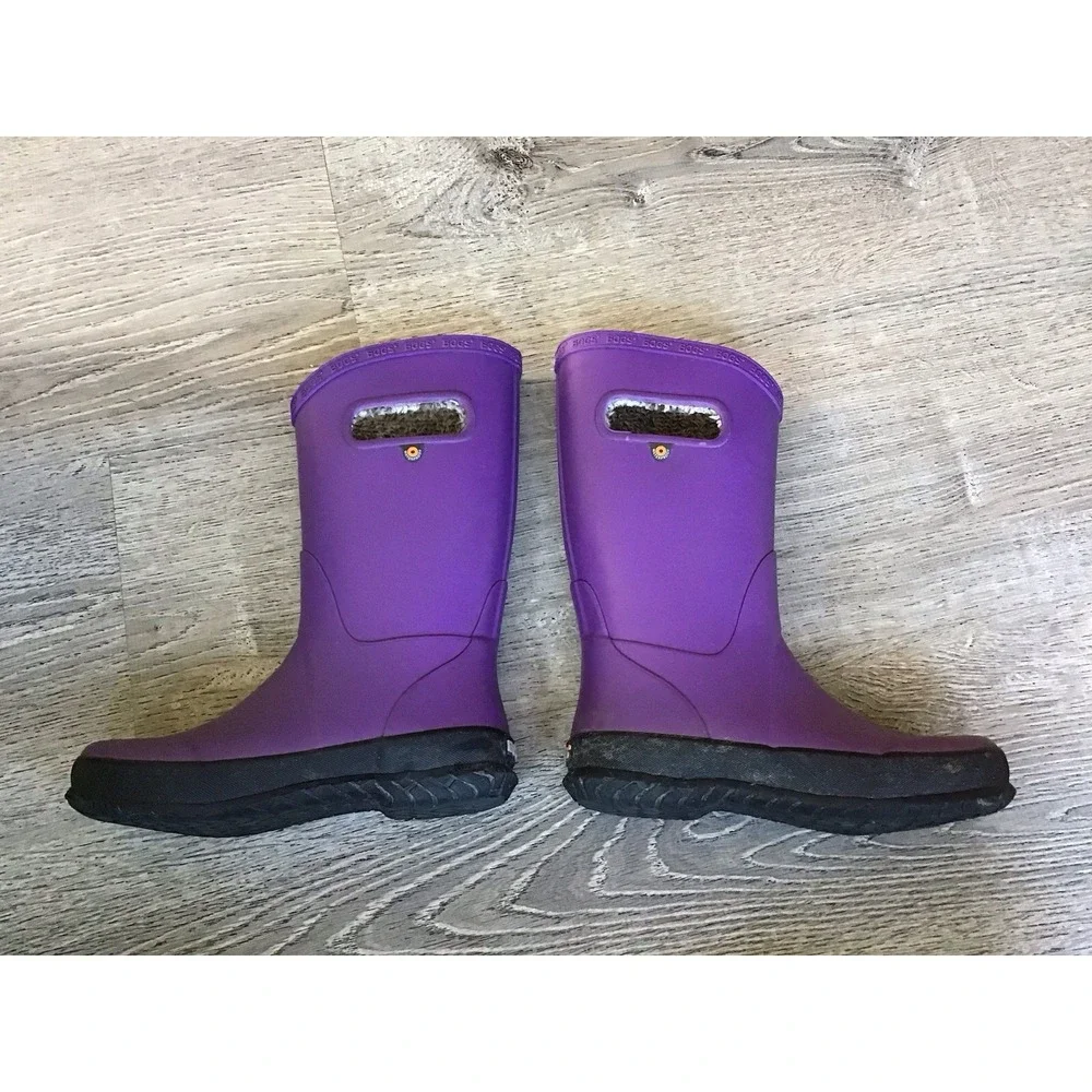 Kids Childrens Bogs Rainboot Plush Purple Waterproof Boots Size 3 Y 72804-542